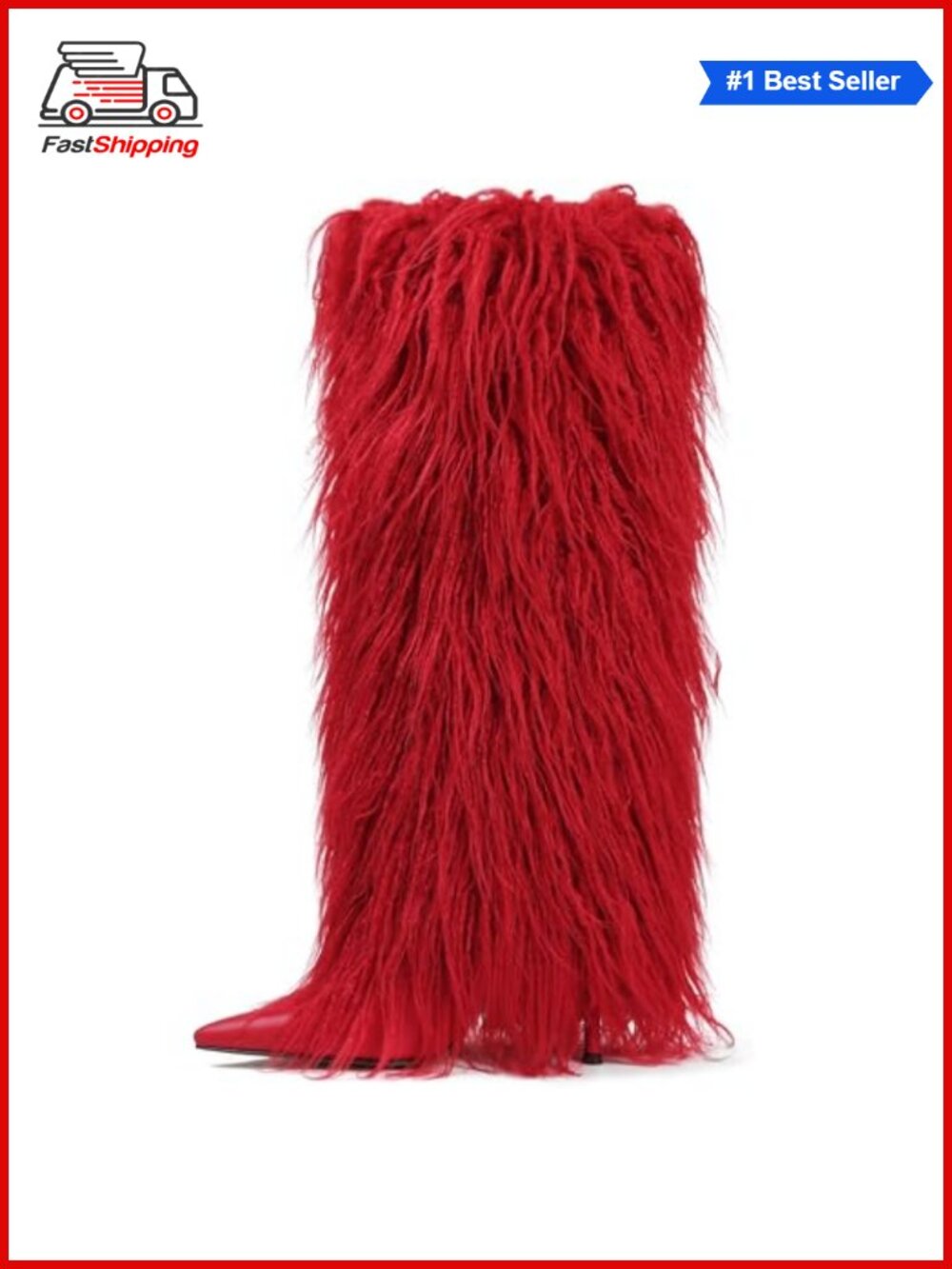 ✨ Kalstage Fold Over Fur Knee High Boots Women Pointed Toe Heeled Winter Boots